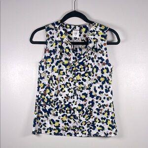 CAbi Women's Sleeveless Top - Blue, Yellow, Black Print